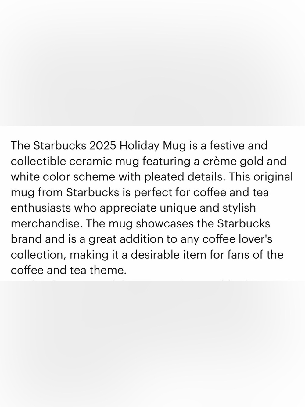 NEW STARBUCKS HOLIDAY PLEATED CERAMIC MUG - Picture 2 of 11